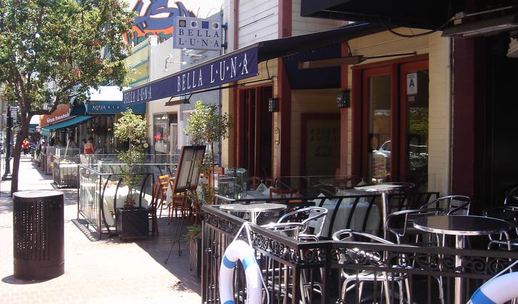 San Diego Gas Lamp Quarter sidewalk restaurants & bars