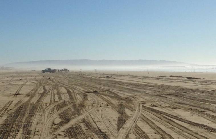 Driving on Pismo Beach Low Tide