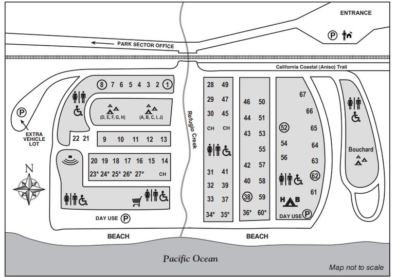 Refugio State Beach Campground Map